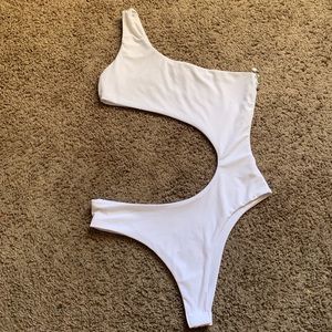 White cutout body suit